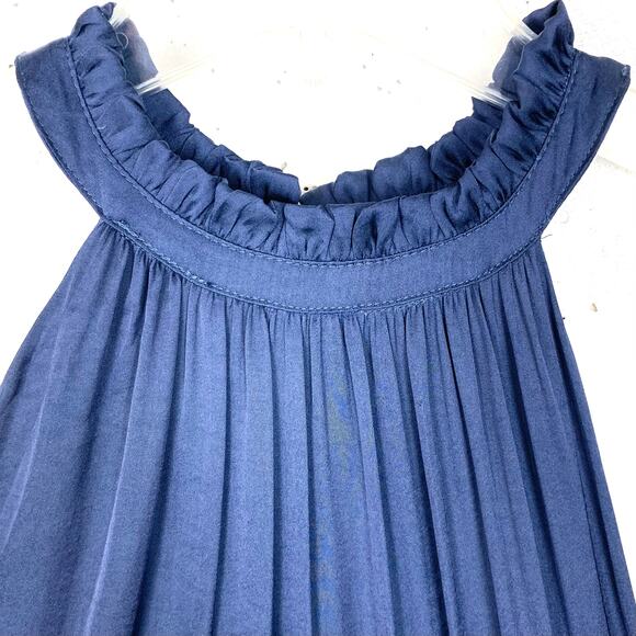 Elie Tahari Womens Blouson Ruffle Halter Midi Dress Blue Sleeveless Size 10 - Picture 7 of 16
